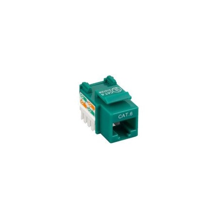 Cable Wholesale Cat6 Keystone Jack, Green, RJ45 Female to 110 Punch Down, PoE++ Type 4 100W 326-121GR